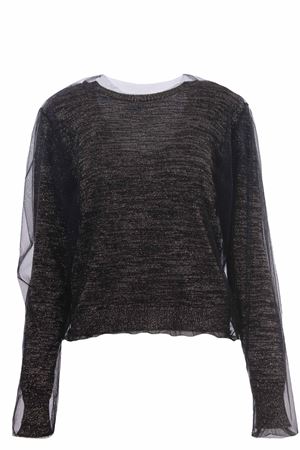 Collo a v doppiato con tulle NUDE | 1101042115