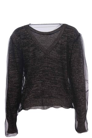 Collo a v doppiato con tulle NUDE | 1101042115