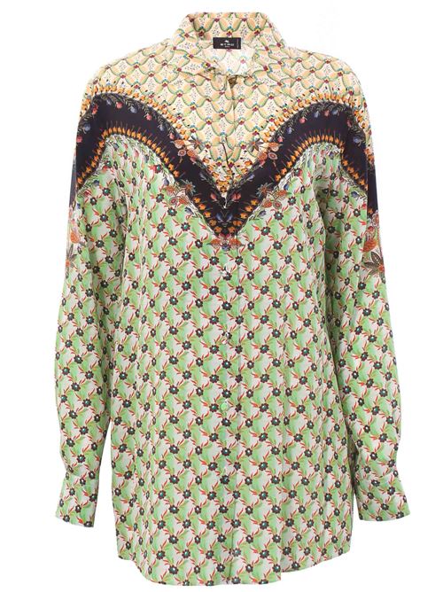 Camicia floreale con bordatura in crepe de chine di seta ETRO | 124005106500