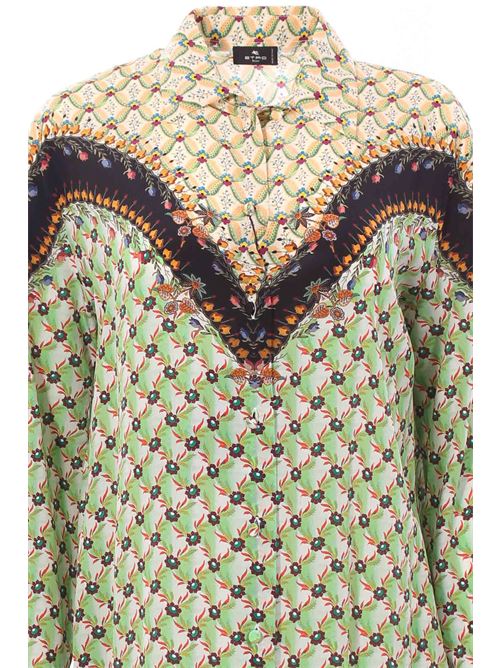 Camicia floreale con bordatura in crepe de chine di seta ETRO | 124005106500