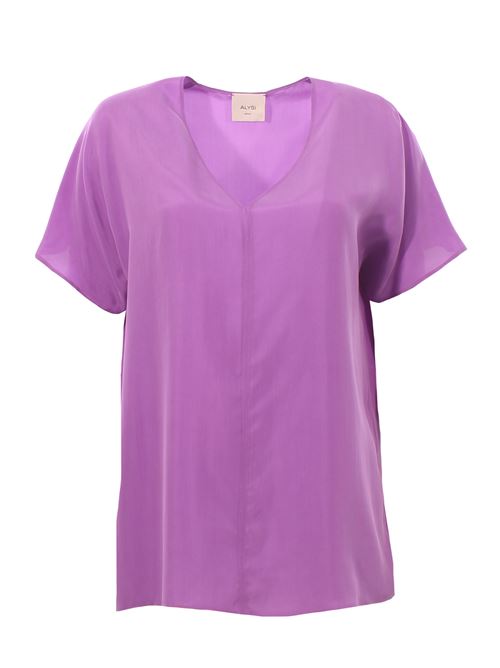 Blusa in seta collo a v ALYSI | 104209P4037ORCHIDEA