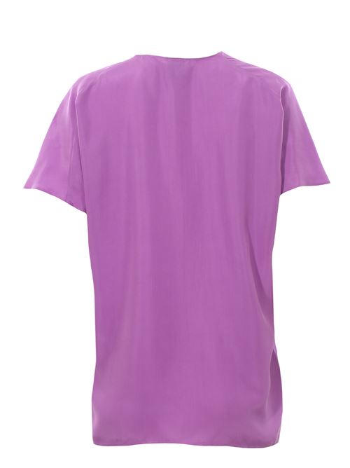 Blusa in seta collo a v ALYSI | 104209P4037ORCHIDEA