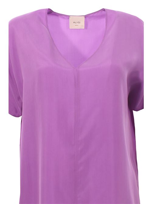 Blusa in seta collo a v ALYSI | 104209P4037ORCHIDEA