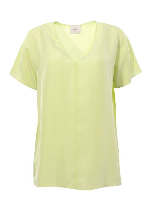 Blusa in seta collo a v ALYSI | 104209P4037PISTACCHIO