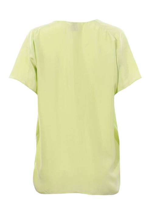Blusa in seta collo a v ALYSI | 104209P4037PISTACCHIO