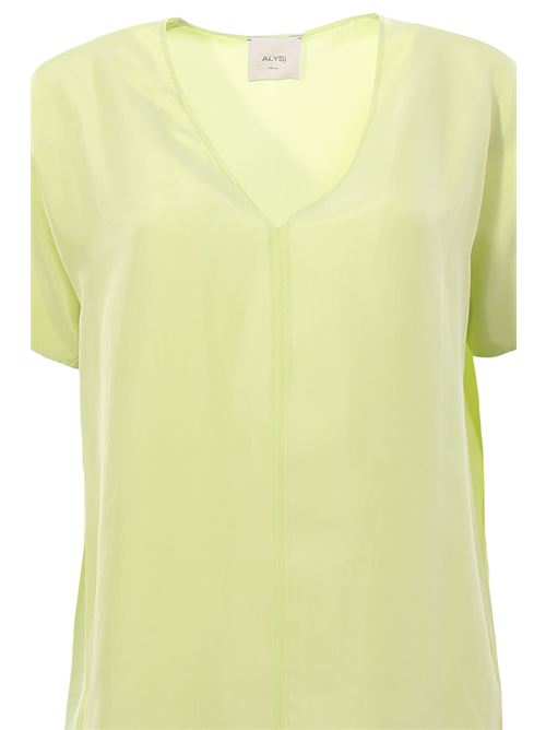 Blusa in seta collo a v ALYSI | 104209P4037PISTACCHIO