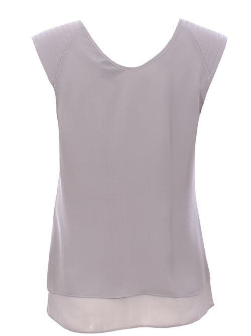 Blusa georgette collo a v ALYSI | 104224P4025CENERE