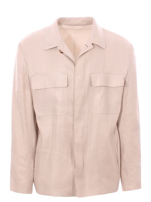 giacca camicia over in misto lino LARDINI | EQANSELEQSK62422120
