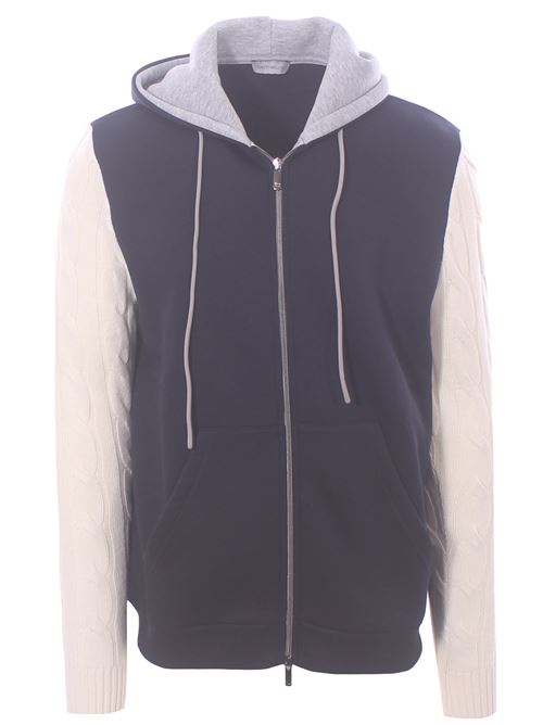 felpa cappuccio full zip bimaterica DETWELVE | CU-816-B1