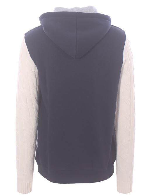 felpa cappuccio full zip bimaterica DETWELVE | CU-816-B1