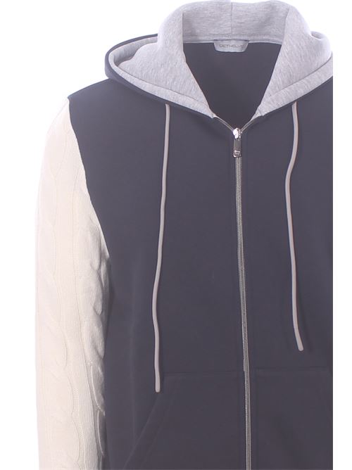 felpa cappuccio full zip bimaterica DETWELVE | CU-816-B1