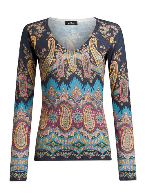 Collo a v in seta e cashmere con stampa  ETRO | WRKE0024AKA03X0887