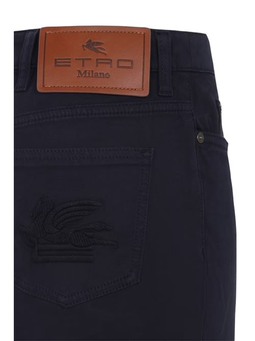 Jeans 5 tasche in denim di cotone con ricamo sul retro ETRO | WRNB0026AV689B0387