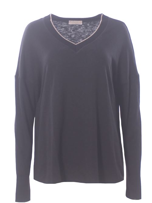 T-shirt collo a v in viscosa e modal PUROTATTO | FW250201412030