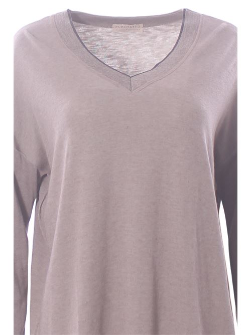 T-shirt collo a v in viscosa e modal PUROTATTO | FW25020141267