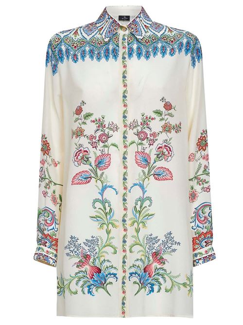 Camicia lunga in seta con stampa floreale piazzata ETRO | WRIA0103AKG73X0802