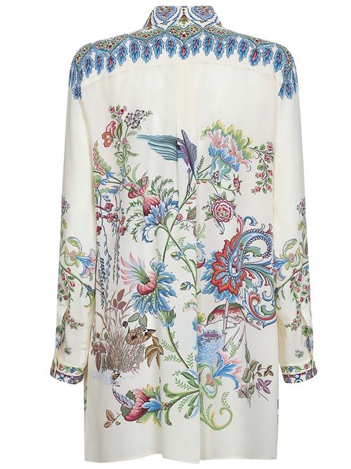 Camicia lunga in seta con stampa floreale piazzata ETRO | WRIA0103AKG73X0802