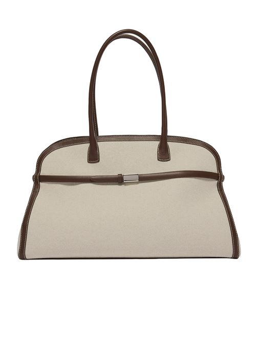 Borsa aura savana xl a spalla in canvas e pelle con tracolla ORCIANI | B02219SAVANACOCOA