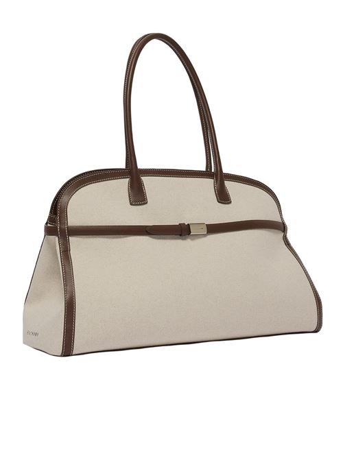 Borsa aura savana xl a spalla in canvas e pelle con tracolla ORCIANI | B02219SAVANACOCOA