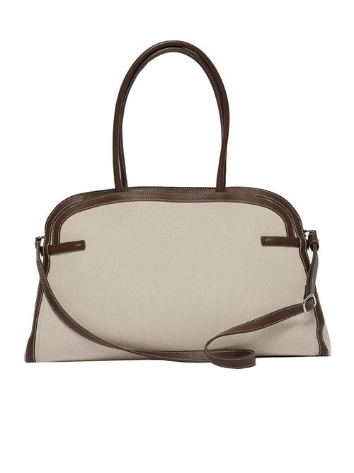 Borsa aura savana xl a spalla in canvas e pelle con tracolla ORCIANI | B02219SAVANACOCOA