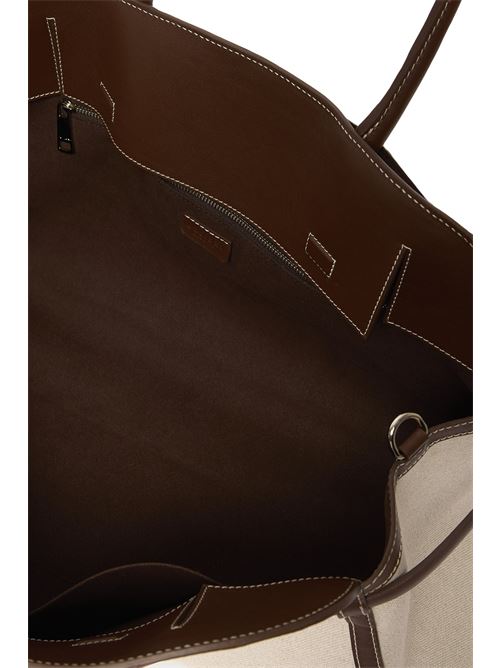 Borsa aura savana xl a spalla in canvas e pelle con tracolla ORCIANI | B02219SAVANACOCOA
