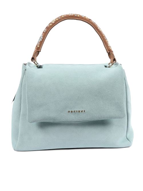 Borsa Sveva Peach Flowers Midi a spalla in suede con tracolla ORCIANI | BT2006PEACHFLOWERSACQUA