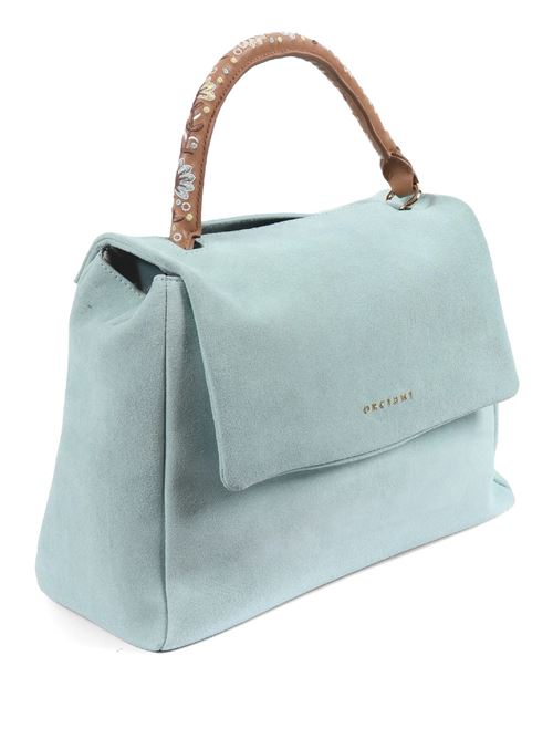 Borsa Sveva Peach Flowers Midi a spalla in suede con tracolla ORCIANI | BT2006PEACHFLOWERSACQUA