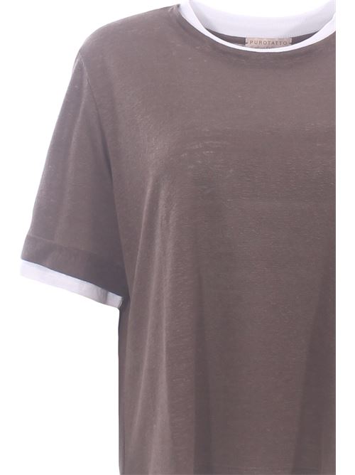 T-shirt in lino effetto doppiato PUROTATTO | SS260151311069