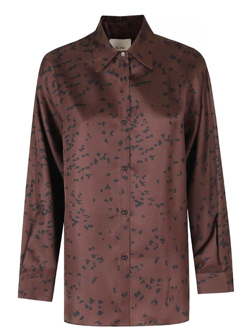 Camicia in seta stampata ALYSI | 166230A6020CACAO