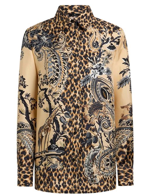 Camicia in seta con stampa leopardata piazzata ETRO | WRIA0013AK163X0822