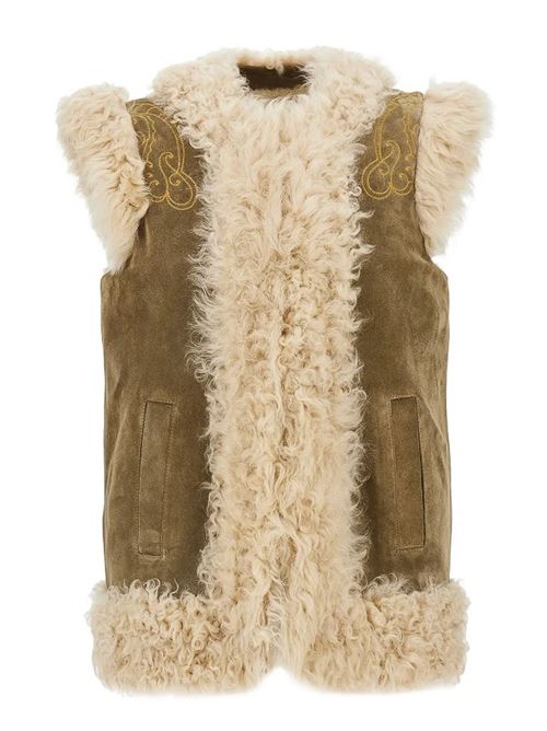 Giubbino gilet in shearling con ricamo pavone ETRO | WROG0007AR11GM0428