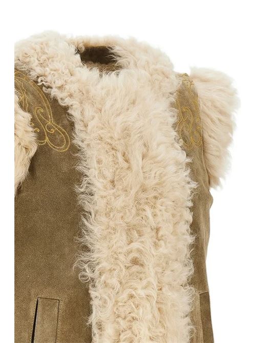Giubbino gilet in shearling con ricamo pavone ETRO | WROG0007AR11GM0428