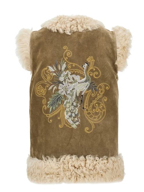 Giubbino gilet in shearling con ricamo pavone ETRO | WROG0007AR11GM0428