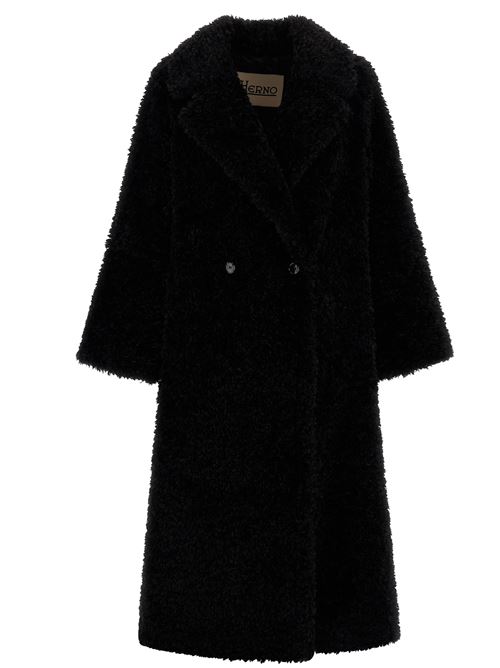 Cappotto lungo doppiopetto in tocco pelliccia effetto curly HERNO | GI000432D124219300