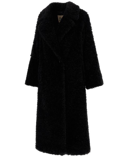 Cappotto lungo doppiopetto in tocco pelliccia effetto curly HERNO | GI000432D124219300
