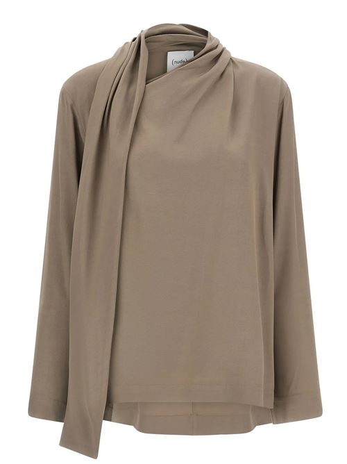 Blusa in viscosa diagonale con sciarpa NUDE | 1103W2625040