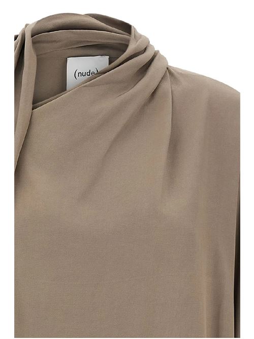 Blusa in viscosa diagonale con sciarpa NUDE | 1103W2625040