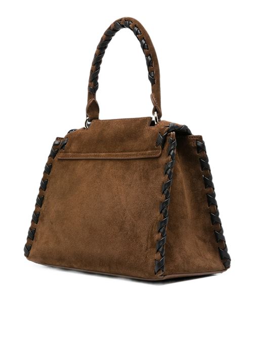 Borsa sveva soft small a mano in suede con dettagli in pelle ORCIANI | B01999PEACHCROSSTABACCO