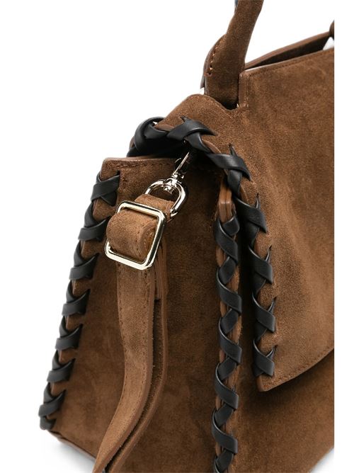 Borsa sveva soft small a mano in suede con dettagli in pelle ORCIANI | B01999PEACHCROSSTABACCO