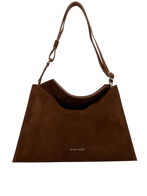 Borsa trinity peach oro midi a spalla in suede e cuoio ORCIANI | B02231PEACHOROTABACCO