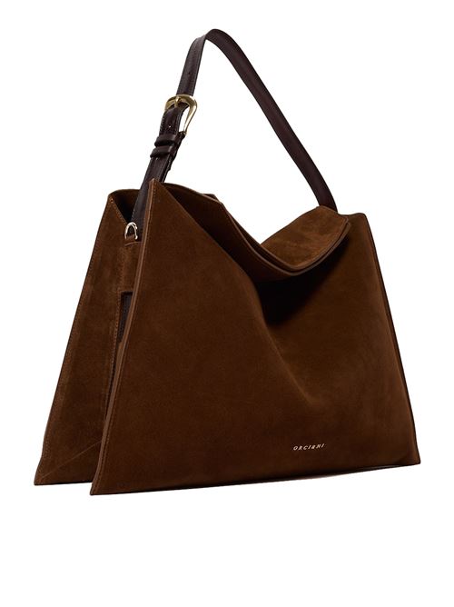 Borsa trinity peach oro large a spalla in suede e cuoio ORCIANI | B02232PEACHOROTABACCO