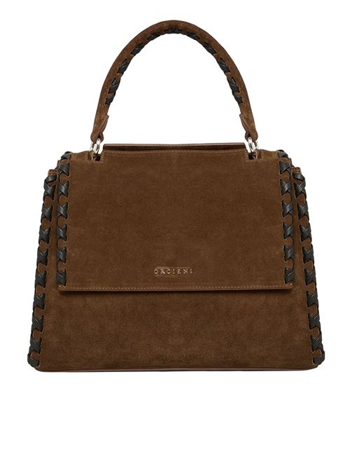 Borsa sveva soft media a spalla in suede con dettagli in pelle ORCIANI | BT2006PEACHCROSSTABACCO