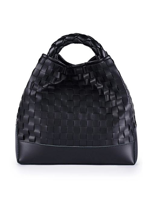 Secchiello intrecciato con dettagli in eco pelle VIAMAILBAG | CORALPLOTN03