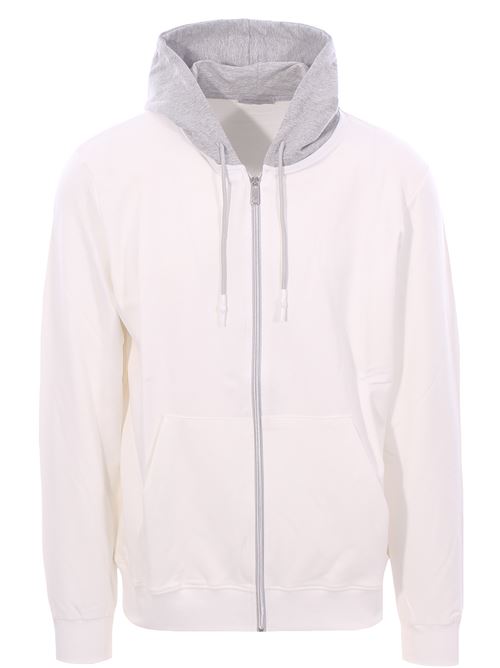felpa cappuccio full zip bicolore DETWELVE | CU-127COMFORTPANNA/GREY