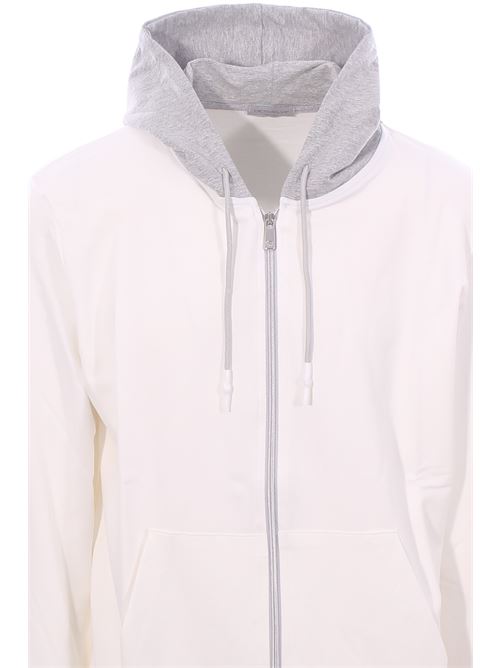 felpa cappuccio full zip bicolore DETWELVE | CU-127COMFORTPANNA/GREY