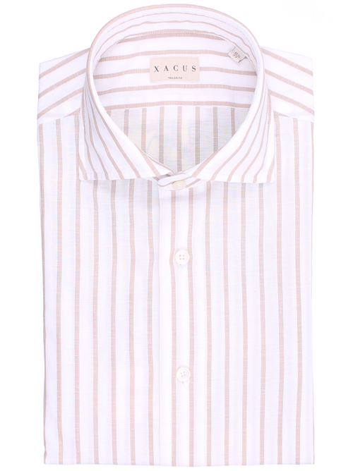 camicia a righe in misto lino fiammato XACUS | 81213ML742003