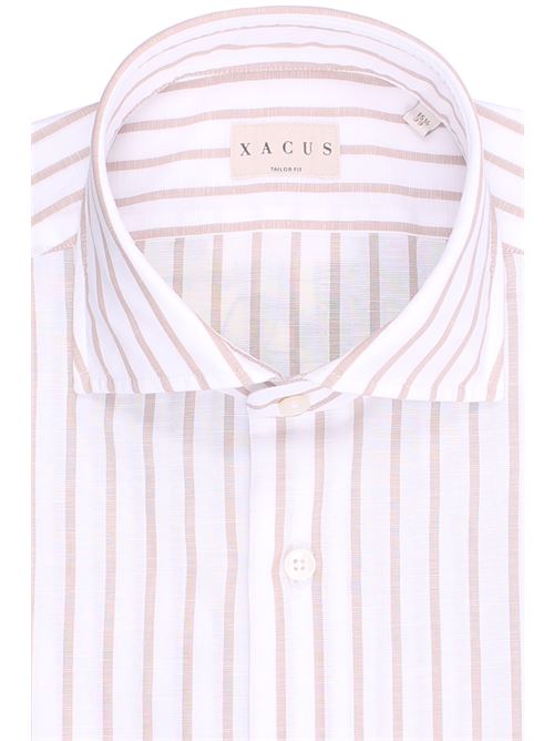camicia a righe in misto lino fiammato XACUS | 81213ML742003