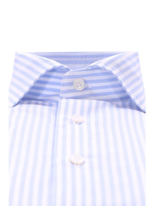 camicia a righe in misto lino fiammato XACUS | 81214ML742001