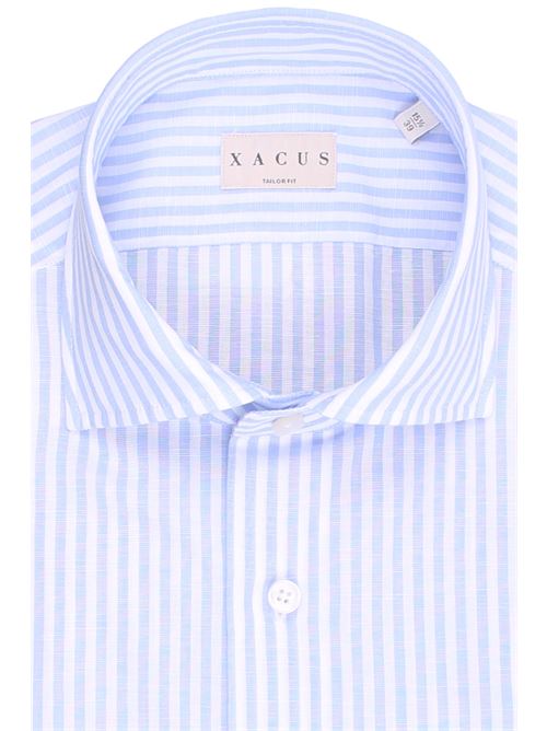 camicia a righe in misto lino fiammato XACUS | 81214ML742001